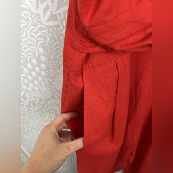 Farm Rio Red Linen Jumpsuit - Medium - Picture 6 of 9